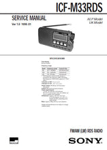 Load image into Gallery viewer, SONY ICF-M33RDS SERVICE MANUAL BOOK IN ENGLISH FM AM LW RDS RADIO
