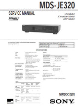 Load image into Gallery viewer, SONY MDS-JE320 SERVICE MANUAL BOOK IN ENGLISH MD DECK
