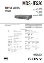 Load image into Gallery viewer, SONY MDS-JE520 SERVICE MANUAL BOOK IN ENGLISH MD DECK
