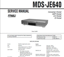 Load image into Gallery viewer, SONY MDS-JE640 SERVICE MANUAL BOOK 66 PAGES IN ENGLISH MINIDISC DECK
