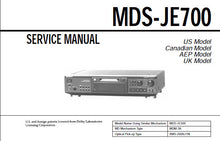 Load image into Gallery viewer, SONY MDS-JE700 SERVICE MANUAL BOOK 74 PAGES IN ENGLISH MINIDISC DECK
