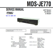 Load image into Gallery viewer, SONY MDS-JE770 SERVICE MANUAL BOOK 72 PAGES IN ENGLISH MINIDISC DECK
