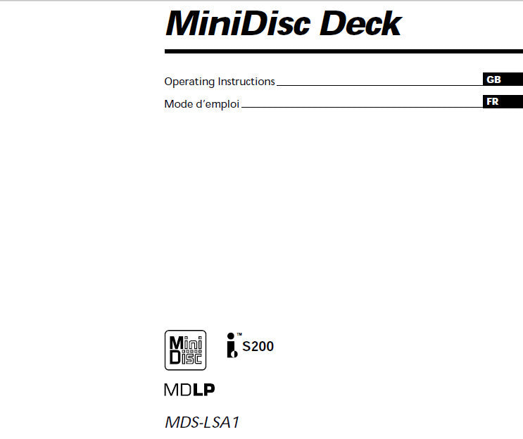 SONY MDS-LSA1 OPERATING INSTRUCTIONS MODE D'EMPLOI BOOK 96 PAGES IN ENGLISH ET FRANCAIS MINIDISC DECK