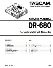 Load image into Gallery viewer, TASCAM DR-680 SERVICE MANUAL BOOK IN ENGLISH PORTABLE MULTITRACK RECORDER
