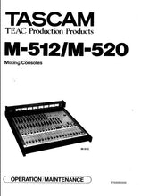 Load image into Gallery viewer, TASCAM M-512 M-520 OPERATION MAINTENANCE BOOK IN ENGLISH MIXING CONSOLES
