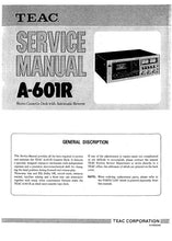 Load image into Gallery viewer, TEAC A-601R SERVICE MANUAL BOOK IN ENGLISH STEREO CASSETTE DECK

