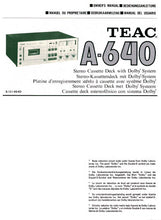 Load image into Gallery viewer, TEAC A-640 OWNER&#39;S MANUAL BOOK IN ENGLISH STEREO CASSETTE DECK
