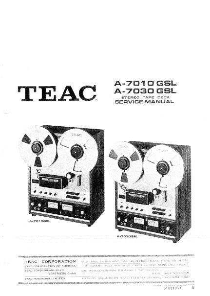 TEAC A-7010GSL A-7030GSL SERVICE MANUAL BOOK IN ENGLISH STEREO TAPE DECK