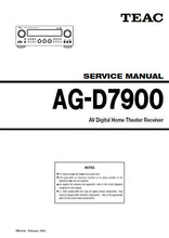 Load image into Gallery viewer, TEAC AG-D7900 SERVICE MANUAL BOOK IN ENGLISH AV DIGITAL HOME THEATER
