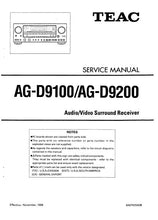 Load image into Gallery viewer, TEAC AG-D9100 AG-D9200 SERVICE MANUAL BOOK IN ENGLISH AV SURROUND RECEIVER
