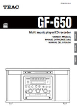 Load image into Gallery viewer, TEAC GF-650 OWNER&#39;S MANUAL BOOK IN ENGLISH FRANC ESP MULTI MUSIC PLAYER CD RECORDER
