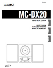 Load image into Gallery viewer, TEAC MC-DX20 OWNER&#39;S MANUAL BOOK IN ENGLISH FRANCAIS ET PORTUGUES MICRO HIFI SYSTEM
