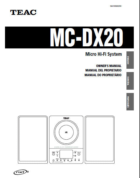 TEAC MC-DX20 OWNER'S MANUAL BOOK IN ENGLISH FRANCAIS ET PORTUGUES MICRO HIFI SYSTEM