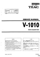 Load image into Gallery viewer, TEAC V-1010 SERVICE MANUAL BOOK IN ENGLISH STEREO CASSETTE DECK
