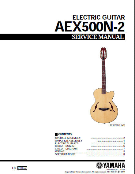 YAMAHA AEX500N-2 SERVICE MANUAL BOOK IN ENGLISH ELECTRIC GUITAR