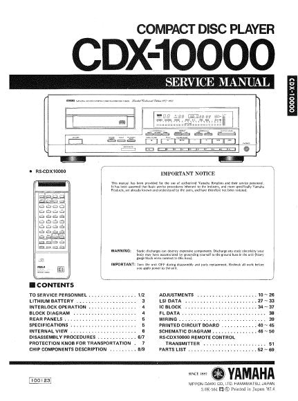 YAMAHA CDX-10000 SERVICE MANUAL BOOK IN ENGLISH CD PLAYER
