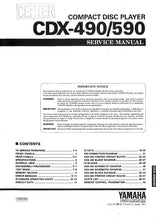 Load image into Gallery viewer, YAMAHA CDX-490 CDX-590 SERVICE MANUAL BOOK IN ENGLISH CD PLAYER
