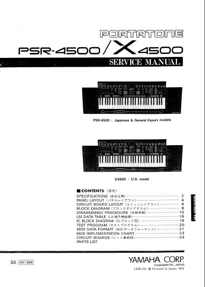 YAMAHA PSR-4500 X4500 PSR-4600 SERVICE MANUAL BOOK IN ENGLISH PORTATONE KEYBOARD
