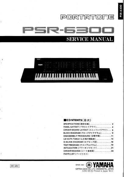 YAMAHA PSR-6300 SERVICE MANUAL BOOK IN ENGLISH PORTATONE KEYBOARD
