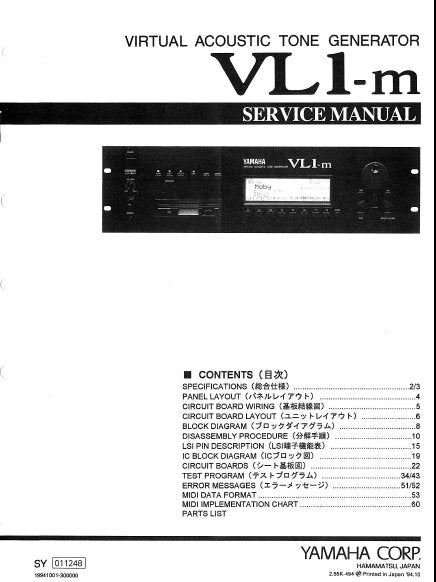 YAMAHA VL1-m SERVICE MANUAL BOOK IN ENGLISH VIRTUAL ACOUSTIC TONE GENERATOR